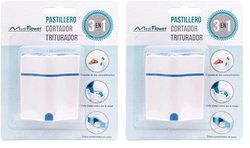 Mediflower Pastillero 3 En - Pastillero Multifunción: Transporta, Cortador, Triturador. Ligero Y Fácil De Transportar 50 G, Blanco (Paquete de 2)
