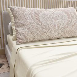 PETTI Artigiani Italiani - Cotton Sheets with Pillowcases in Digital Print, Single Sheet, 321 Cream Pattern Bedding Set, 100% Made in Italy