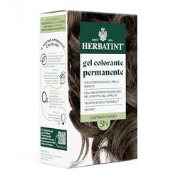 Herbatint Coloration permanente pour cheveux - Gel 5N - Châtain clair - 170 ml - Sans ammoniaque - Couverture 100% pour cheveux blancs - Pour peaux sensibles - Avec 8 extraits naturels biologiques