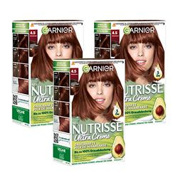 Garnier Nutrisse Creme Coloration Chocoladebruin, 45 kleuren voor haar voor permanente haarkleur (met 3 voedende oliën) – verpakking van 3 (3 x 1 stuks)