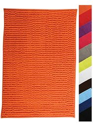 MSV Chenille Bath Mat, Orange, 40 x 60 cm