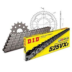Kettingset DID Stealth 525VX3 / 110 Eindeloos goud voor Yamaha MT-09 XSR A 847-900 cc Bj. 2013-2020