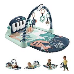 Fisher-Price Tapis d’éveil Piano, jouet musical suspendu et jeu à plat ventre, thème animaux de la forêt (exclusivité Amazon), Jouet d'Éveil, Dès la naissance, HKX37