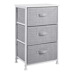 Amazon Basics - Opbergkast voor kledingkasten, met 3 stoffen laden, wit