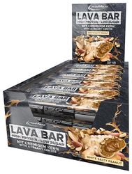 IronMaxx Lava Bar Protein Bar, White Salty Peanut 18 x 40g, High Protein bar with Creamy core and Crispy Topping, Low Sugar Protein bar Palm Oil Free and Without preservatives