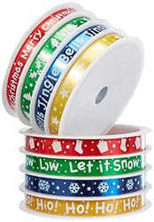 Baker Ross AC509 Christmas Curling Ribbon Spools — Creative Art and Craft Supplies and Essentials for Adults and Kids to Make, Personalise, Gift Wrap and Decorate Projects (Pack of 8), Assorted