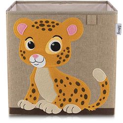 LIFENEY Children's Storage Box with Tiger Motif, Toy Box with Animal Motif, Suitable for Cube Shelves, Organiser Box for the Children's Room, Storage Basket Children