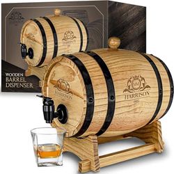 Mikamax – Wooden Barrel Dispenser – 3L Capacity – Traditional Wine and Whiskey Ageing Barrel – Ø 20 cm
