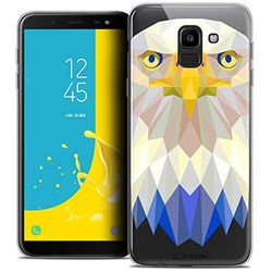 Caseink fodral för Samsung Galaxy J6 2018 J600 (5.6) fodral [Crystal Gel HD Polygon Series Animal - mjuk - ultratunn - tryckt i Frankrike] örn