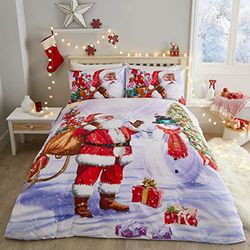 Fusion Christmas - Set copripiumino con Babbo Natale e neve, misura per letto singolo, colore: Multi, SAWMI11P1U