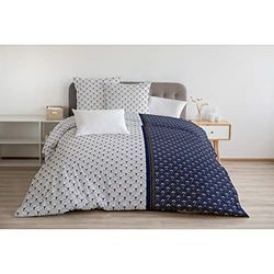 Home Linge Passion | Copripiumino - 3 Pezzi | 100% Cotone - 57 Fili | 2 Persone - 240x260 cm | Rainbow Blu Navy