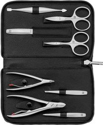 ZWILLING Set per manicure, 8 pezzi, in pelle bovina con chiusura lampo, colore: nero