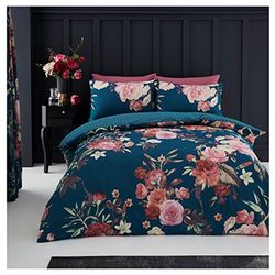 Blossom - Juego de edredón con Fundas de Almohada a Juego, Juego de Cama Doble Floral súper Suave, Fundas de edredón Impresas, Color Verde Azulado