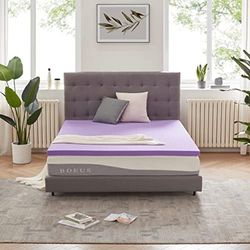 SINWEEK Coprimaterasso in gel memory foam da 5 cm, morbido, ventilato, topper per letto, certificato CertiPUR-US, full size, viola
