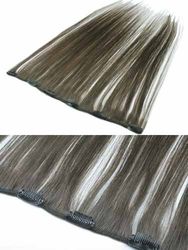 I&K Clip In Human Hair Extensions - Quick Length Piece 5-Dark Ash Brown 18 inch