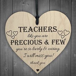 RED OCEAN Teachers Are Precious Wooden Hanging Heart Shabby Chic Thank You Plaque Gift