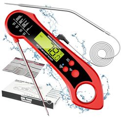 Termómetro de cocción digital, lectura instantánea en 3s, sonda plegable de 102 cm, para carne, barbacoa, filete