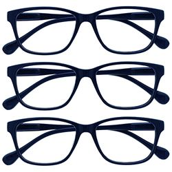 UV Reader Blu Navy Leggero Occhiali Da Lettura Valore 3 Pacco Stile Designer Uomo Donna Astuccio Compreso UVR3PK027 +3,00