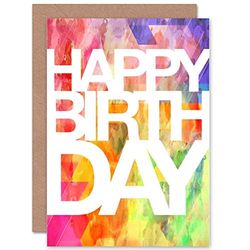 Wee Blue Coo BIRTHDAY HAPPY COLOURFUL DESIGN BOLD ART GREETINGS GREETING CARD GIFT