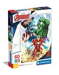 Clementoni | Puzzle Supercolor Marvel Avengers pour Enfants 4 Ans+ | 60 Pièces Grand Format | Hulk, Iron Man, Thor, Captain America | Jeu Éducatif sans Écran | Activité Manuelle | Cadeau Anniversaire