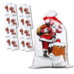 eBuyGB Giant Plastic Father Christmas Santa Sack, Large Stocking Bag for Presents and Gifts, 75 x 50 cm, Pack of 16