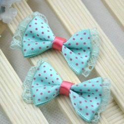 1 Fiocco in raso a pois menta applique tessuto satin decorazione fiocchetto già pronto