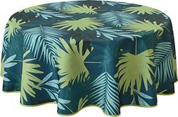 Le linge de Jules Nappe Anti-Taches Bali - Ronde 160 cm, Bleu, Vert