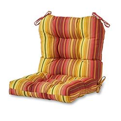 Greendale Home Fashions Outdoor Seat/Back Chair Cushion, 1 Count (Pack of 1), Cinnamon Stripe