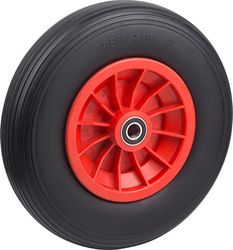 Metafranc Roue increvable Ø 400 mm – Jante PVC – Type 4.80/4.00 – 8 – 100 kg – Roulement à billes/Roue en caoutchouc plein pour brouette/Roue complète avec jante/Roue de brouette/Roue de