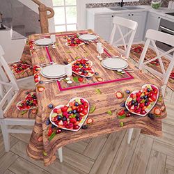 PETTI Artigiani Italiani - Tovaglia Copritavolo Cucina Disegno Fragole X18 Posti (140x360 cm) 100% Made in Italy