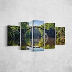 Homemania Tafelbrug 5 natuurlijkheden en landschappen per woonkamer, meerkleurig, 100 x 3 x 60 cm, HM205PKNV-23, polyester, hout