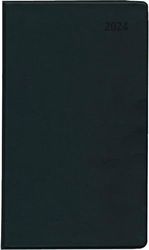 Pocket Planner Black 2024 - Office Calendar 9.5 x 16 cm - 32 Pages - with Index Cut - 1 Month on 2 Pages - Foldable - Notebook - 530-1020