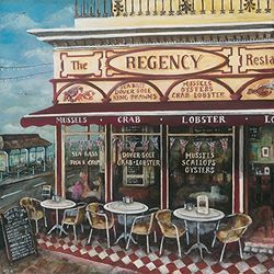 Melissa storione The Regency Ristorante, Brighton su Tela, 40 x 40 cm, Motivo: Impronte, Colore: Multicolore