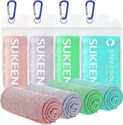 Sukeen Confezione da 4 asciugamani rinfrescanti (101 x 30,5 cm) per collo, asciugamano fresco per un sollievo istantaneo, morbidi asciugamani traspiranti per il freddo, 4 pezzi, per yoga, golf,