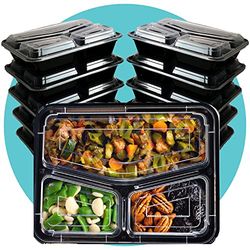 Triplast 100 x Meal Prep Containers (3 Compartment, 33oz) - Microwave, Freezer & Dishwasher Safe – BPA Free, Reusable, Leakproof & Stackable Food Storage Bento Lunch Boxes for Home, Office & School