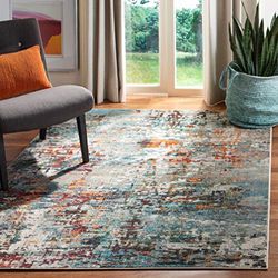 Safavieh Tapis Contemporain pour Salon, Salle à Manger, Chambre à Coucher - Madison Collection, Tapis à Poil Court, Gris et Bleu, 200 x 300 cm