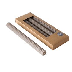 Boltze 2040794 Classic Lot de 4 bougies à tige en cire, surface striée, design classique, gris/marron, 25 cm, décoration grise