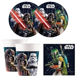 Procos 10215306DY - Set de fête Star Wars Galaxy, 52 pièces de vaisselle jetable pour anniversaire d'enfant et fête à thème, décoration de table, unbekannt