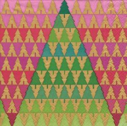 Caspari 12160C Zig Zag Trees Lot de 20 Serviettes Cocktail Tissu/Papier Multicolore 12,5 x 12,5 x 0,02 cm