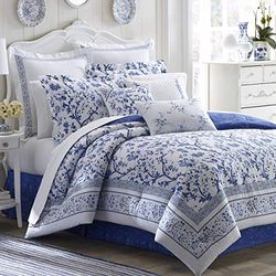 Laura Ashley Collezione Set di Biancheria da Letto, Cotone, Charlotte Blu, Re, King