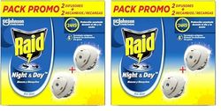 Raid Aparato electrico anti moscas y mosquitos, 2 Difusor y 2 Recambio, el ambalaje puede variar (Paquete de 2)