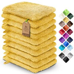 NatureMark Lot de 10 Gants de Toilette en Tissu éponge, 100% Coton, Jaune, 15 x 21 cm
