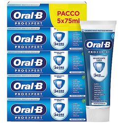 Oral-B Dentifricio Pro-Expert Sbiancante Sano, Gusto Menta Fresca, Protezione di 24 Ore Contro la Placca, Maxi Pacco, Confezione da 5 Dentifrici (5x75ml)