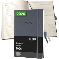 SIGEL C2666 Wochenkalender Conceptum 2026, ca. A5, dunkelgrau