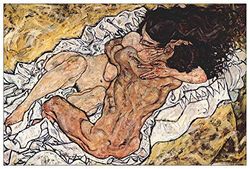 ArtPlaza TW91477 Schiele Egon The Embrace Decorative Panel, Wood MDF, Multicolour, 135x90 Cm