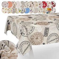 ANRO Nappe en Tissu Textile Lavable - Coton et Polyester - Café - 200 x 140 cm - pour l'intérieur et l'extérieur