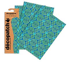 Decopatch C388O - 1 BUSTA da 3 fogli di carta stampata 30x40 cm, Kenja blu,verde