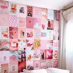 Flamingueo Fotos Pared Decoracion - 50 Fotos Decoracion Habitacion Aesthetic, Decoracion Paredes Dormitorio, Decoracion Habitacion Juvenil, Vinilos Pared, Posters para Pared (Pink Island)