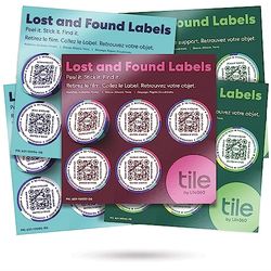 Label Lost and Found Tile|Label con codice QR per laptop, bottiglie d'acqua, collari per animali, giocattoli, cuffie auricolari e altro|Dispositivi Android e iOS|Resistenti ai graffi|Adesivi|25 Label