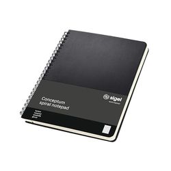 SIGEL CO822 Blocco spiralato Conceptum, copertina rigida, 160 pagine a quadretti, circa A5, nero